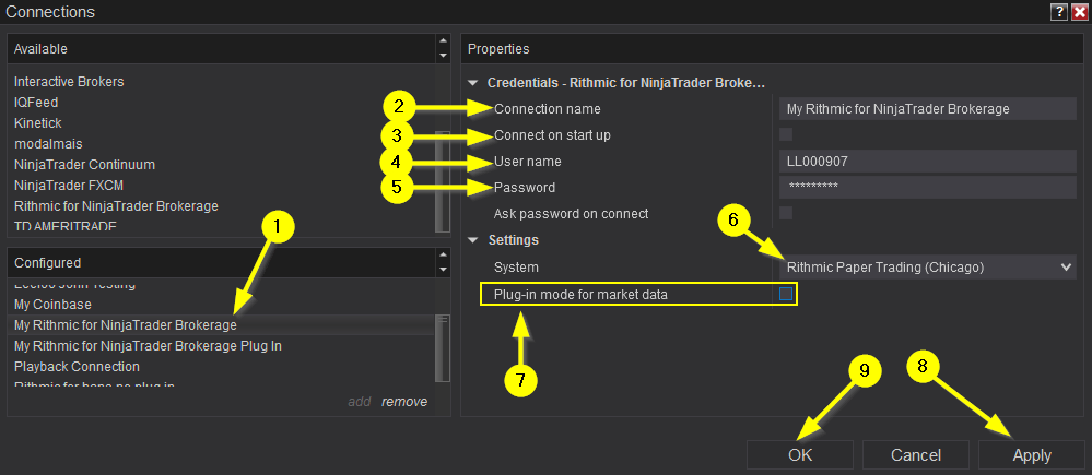My Rithmic for NinjaTrader Brokerage