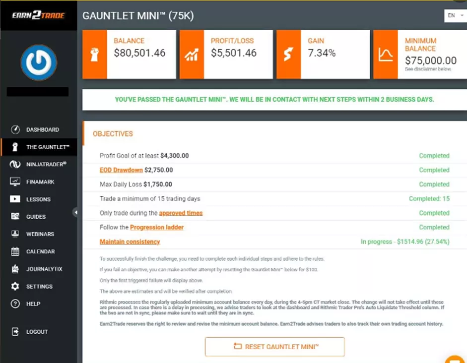 Earn2Trade withdrawal proof 2